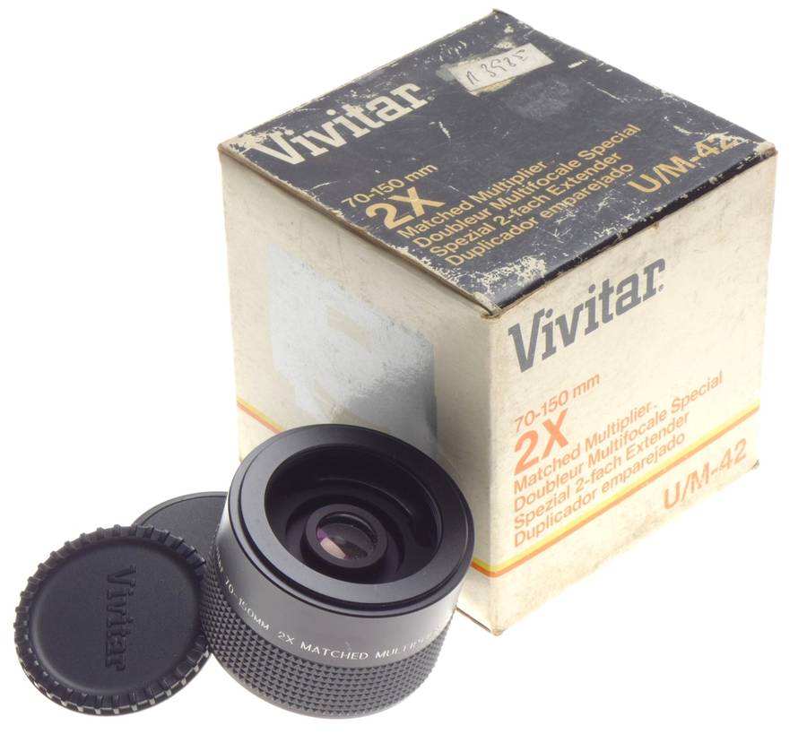 VIVITAR 70-150 2x matched Multiplier Doubler U/M-42 Mint as new caps box TM mount - Vivitar