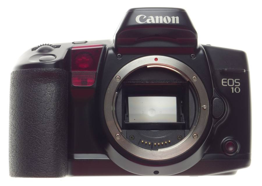 CANON EOS-10 vintage 35mm SLR film camera black body strap and extras very clean - Canon