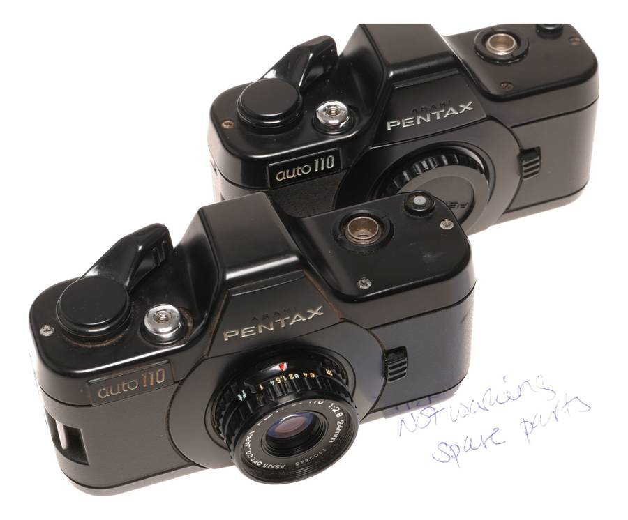 Pentax 110 Subminiature Film Cameras x2 Need Service Sold as Spares