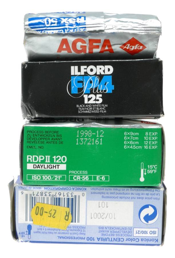 Agfa RSX50 Ilford FP4 Plus125 Fuji Provia 100 Konica Centuria 120 Expired Film