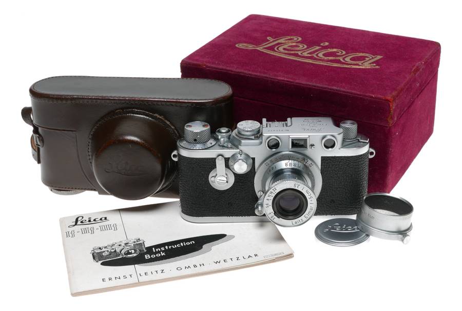 Leica IIIf camera Red Scale Elmar 3.5/50mm self timer boxed