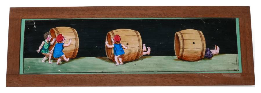 Set of 8 hand painted magic lantern slides film story displayed