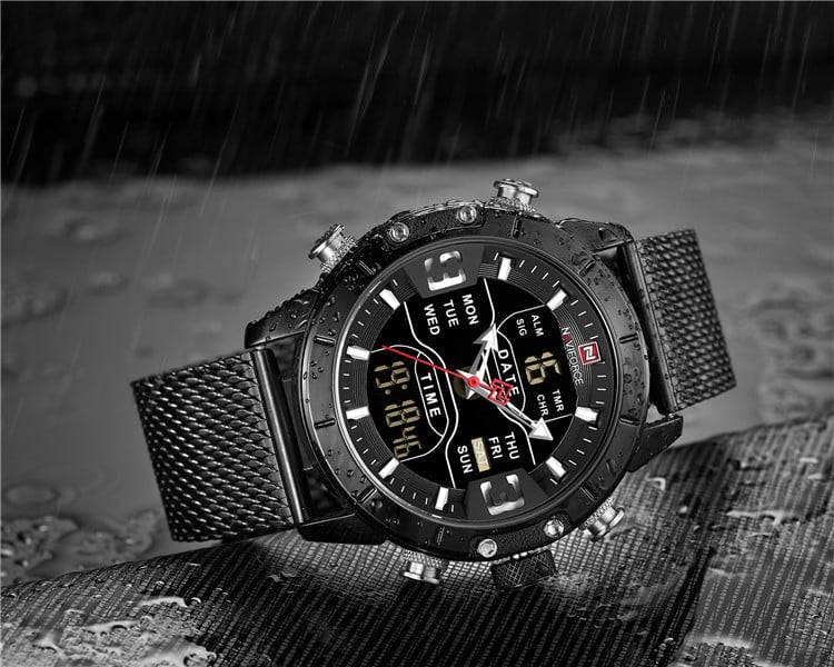 Naviforce 9153 Mens Digital/Analog Watch - Black