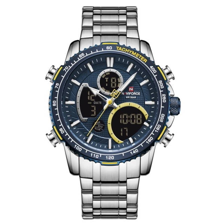 Naviforce 9182 Mens Digital/Analog Watch - Silver/Blue