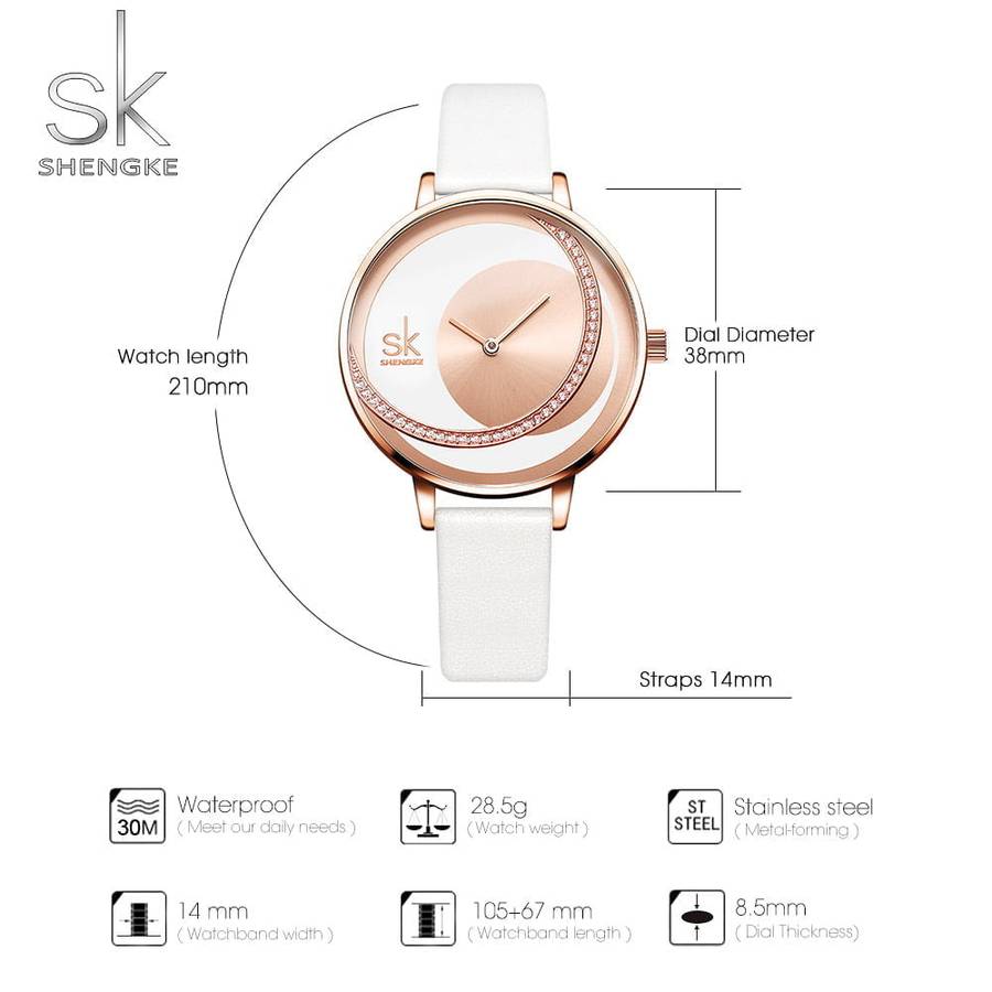 Shengke K0088 Womens Watch - White