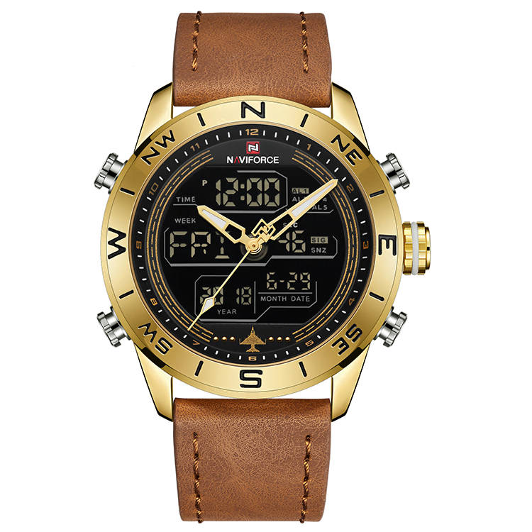 Naviforce 9144 Mens Analog/Digital Watch - Brown