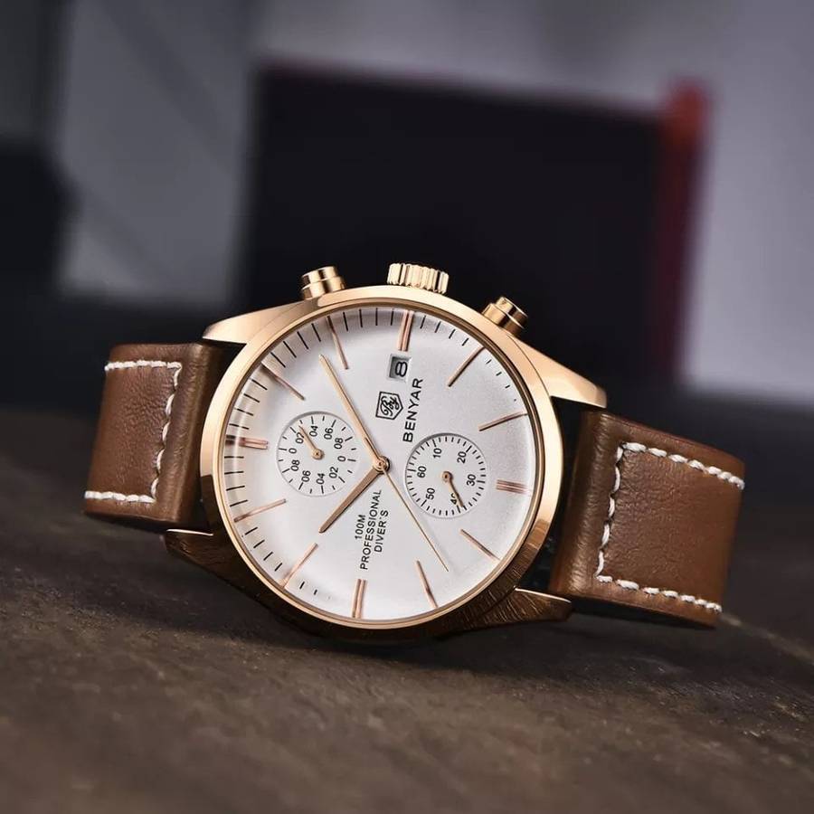 Benyar 5187 Mens Chronograph Watch - Brown