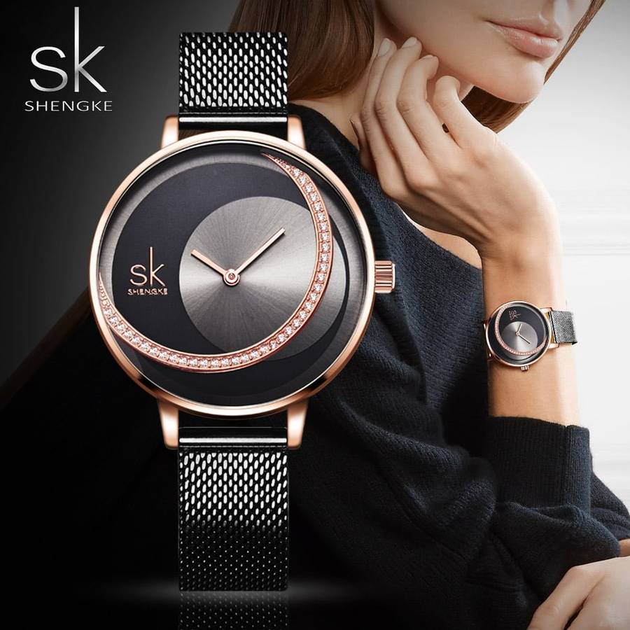 Shengke K0088 Womens Watch - Black