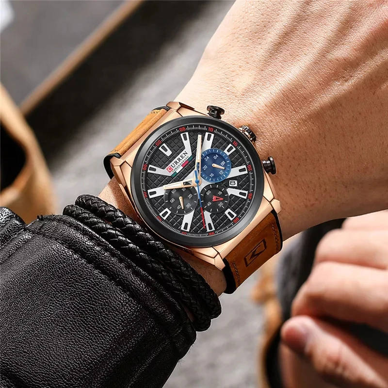 Curren 8392 Mens Chronograph Watch - Brown