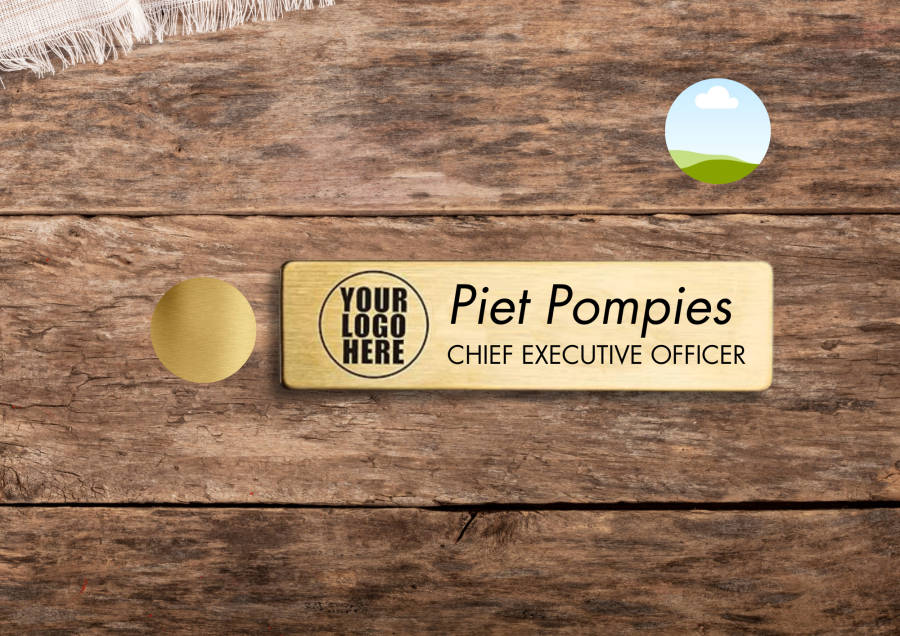 Custom Engraved Name Badges (75mmx25mm) with Neodymium Magnets - Customizable Colours | 1.3mm Thi...