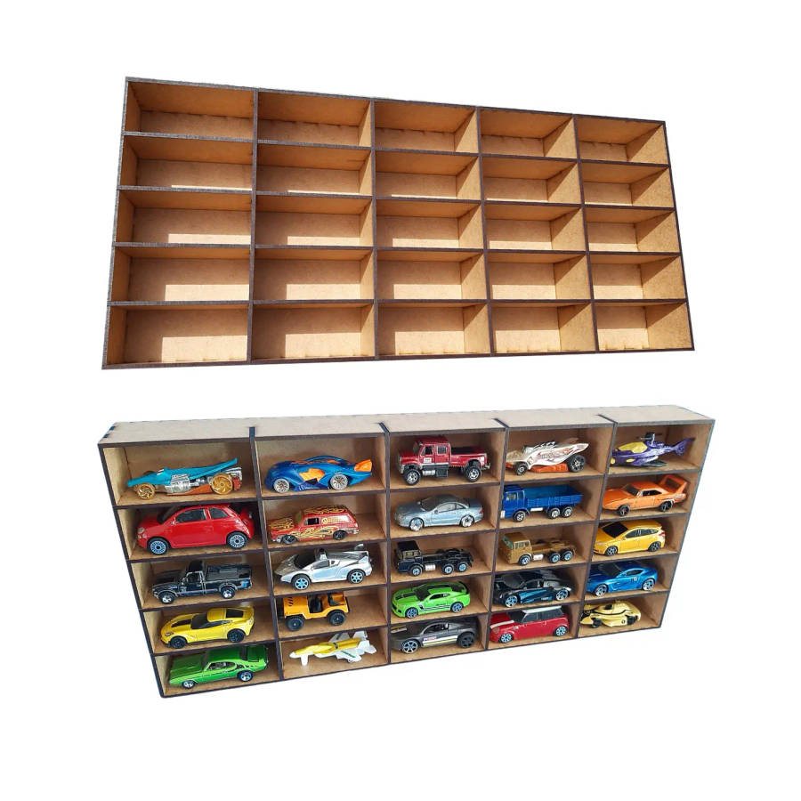 1:64 Model Car Display Shelf - Stylish Storage Shelf for Hot Wheels & Matchbox Collections (25 Cars)