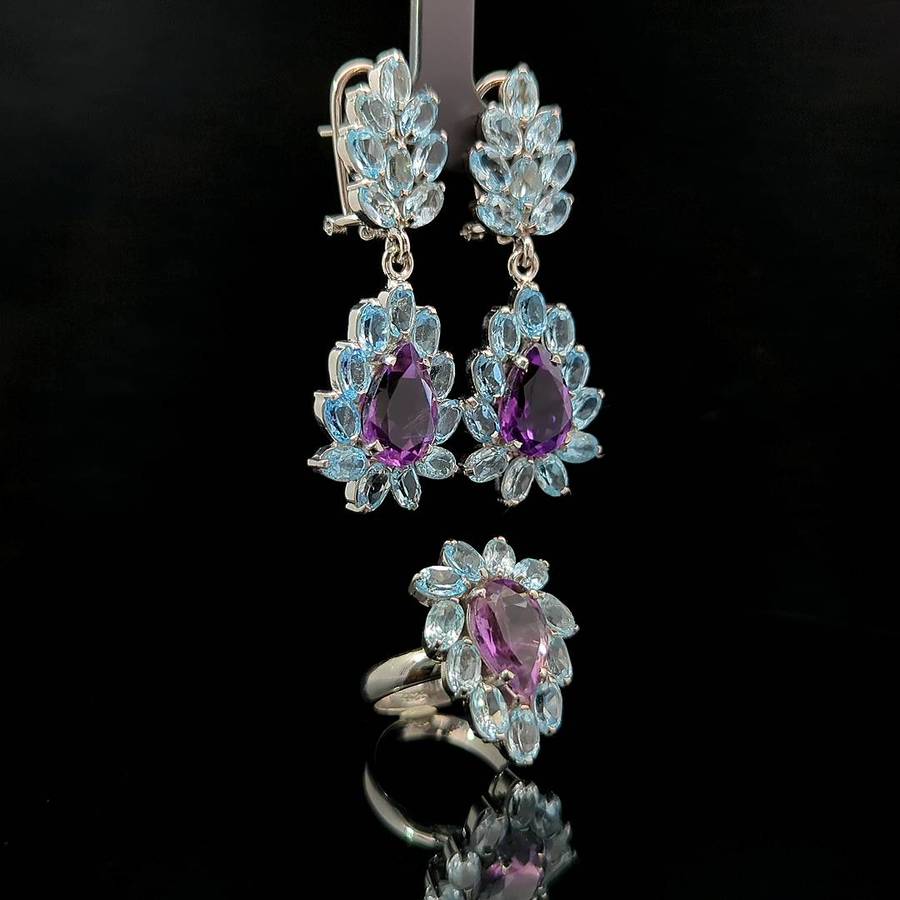 Tacita - Amethyst and Sky Blue Topaz