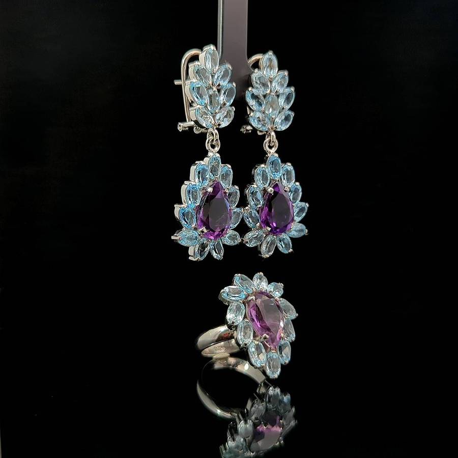 Tacita - Amethyst and Sky Blue Topaz