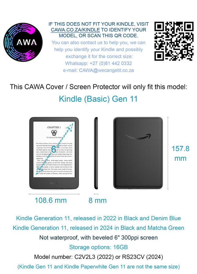 CAWA Slim Smart Case/Cover for Kindle 6" (Gen 11, 2022-2024) - Paintings Collection