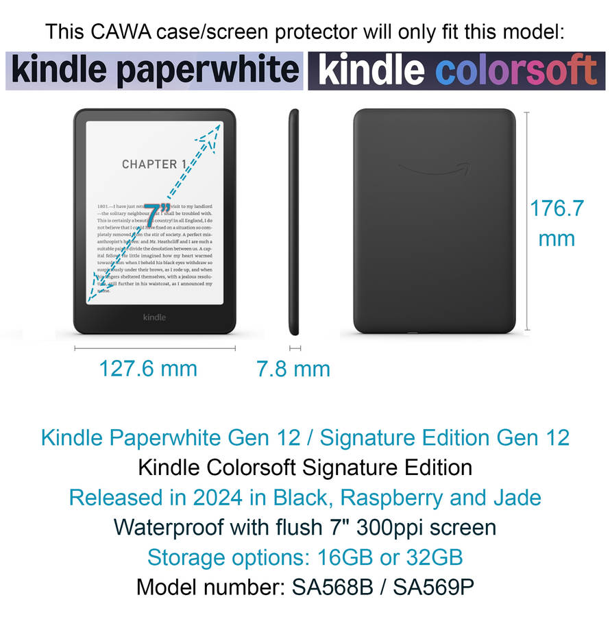 CAWA Slim Smart Case/Cover for Kindle Paperwhite 7" (Gen 12 - 2024) - Paintings Collection