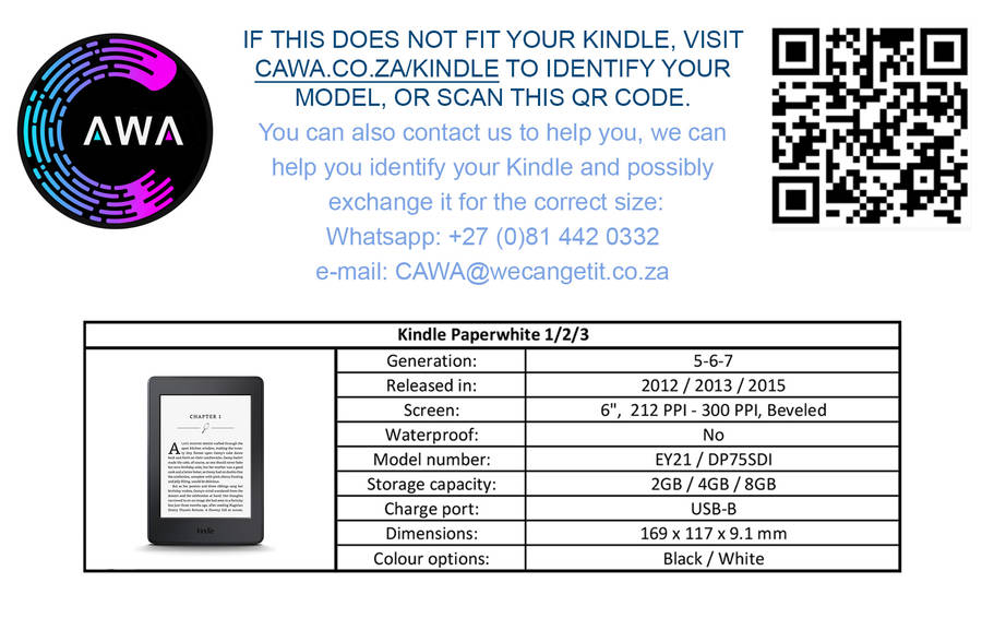 CAWA Slim Smart Case/Cover for Kindle Paperwhite 6" (Gen 5/6/7, 2012-2015) - Paintings Collection