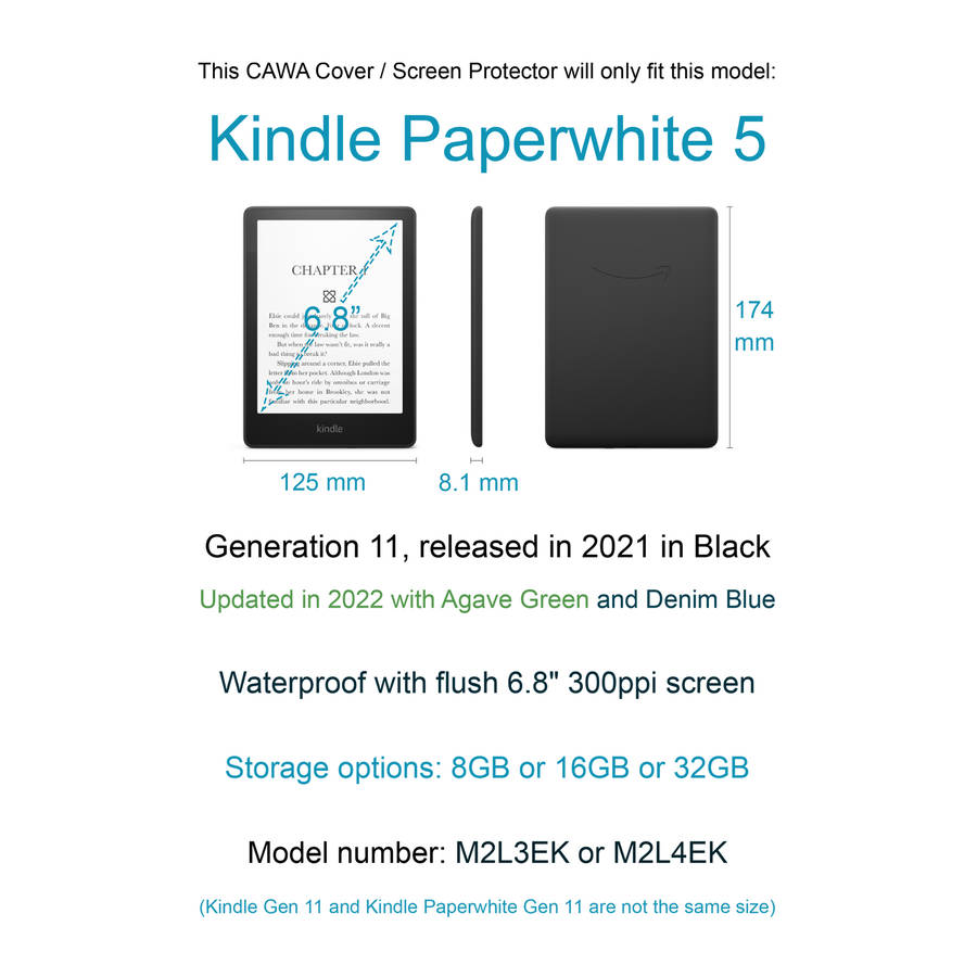 CAWA Slim Smart Case/Cover for Kindle Paperwhite 6.8" (Gen 11 - 2021)