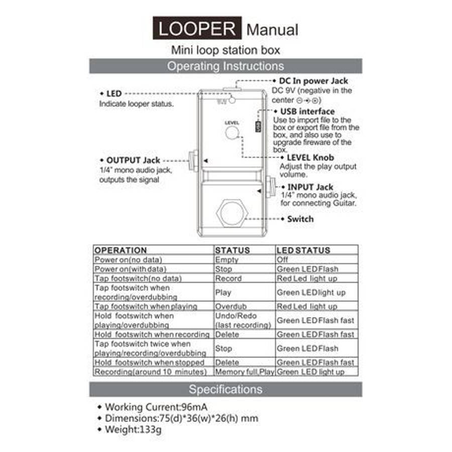 VSN Looper - Mini Digital Guitar Loop Pedal