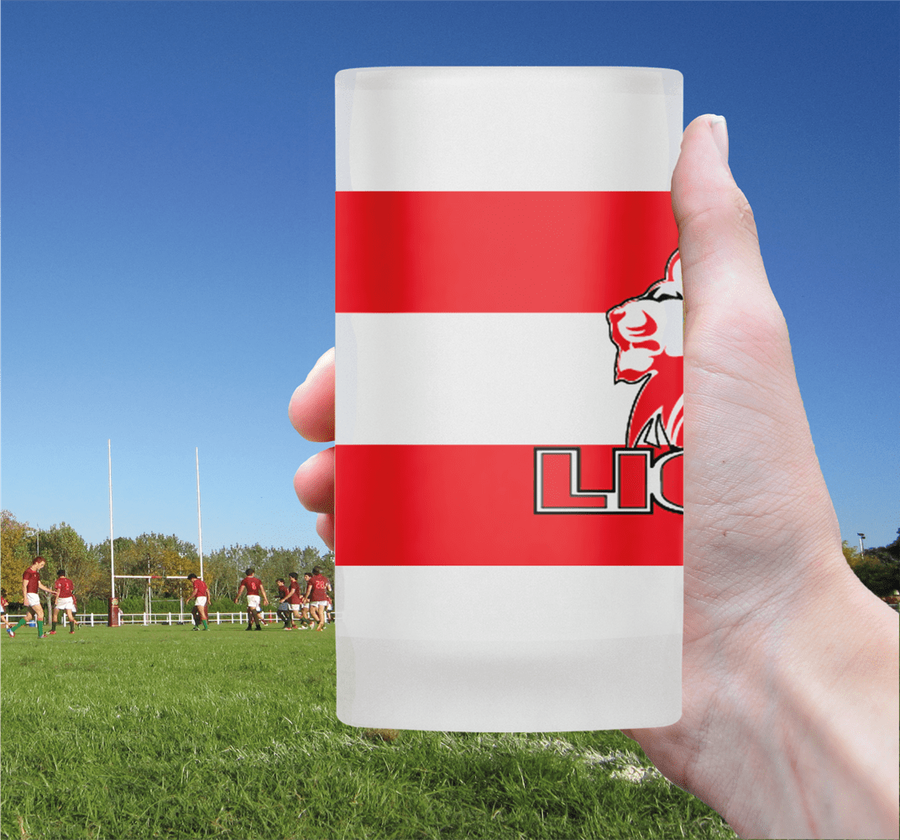 LIONS Rugby Frosted Glass Beer Mug - CLASSIC
