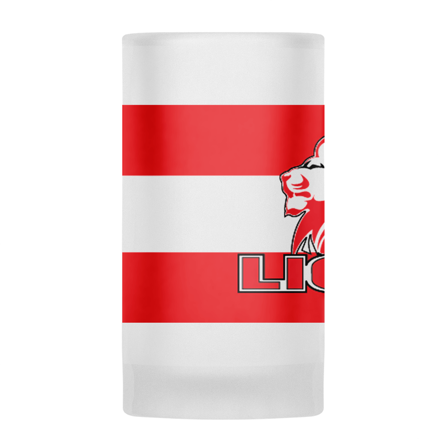 LIONS Rugby Frosted Glass Beer Mug - CLASSIC