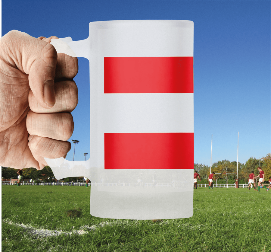 LIONS Rugby Frosted Glass Beer Mug - CLASSIC