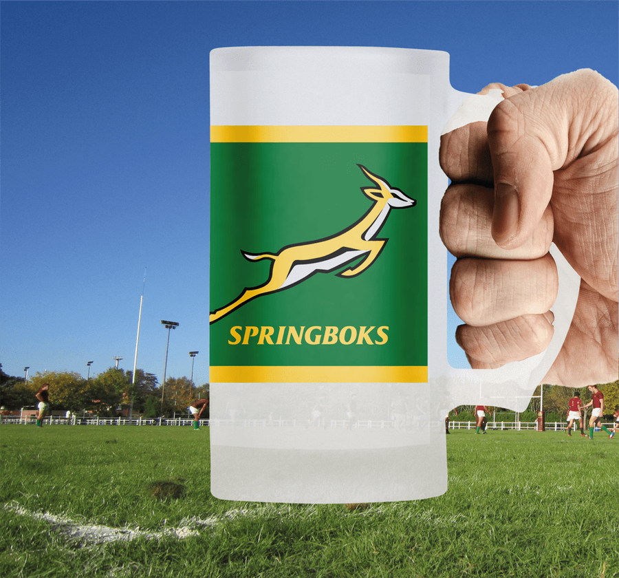 SPRINGBOKS Rugby Back to Back WORLD CUP CHAMPIONS Frosted Beer Mug
