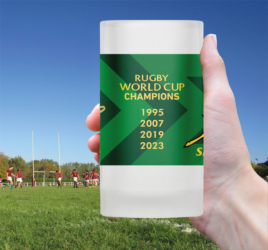 SPRINGBOKS Rugby Frosted Glass Beer Mug - RWC Green Jersey