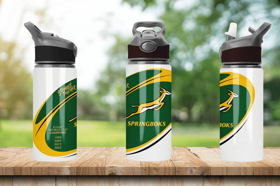 SPRINGBOKS Rugby RWC CHAMPIONS Flip Top Spout Sports Water Bottle