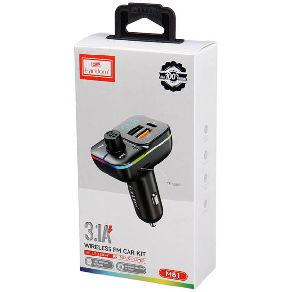 Earldom Wireless Fm Car Kit, Car Charger, Music Player ET-M81