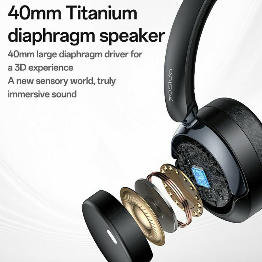 YESIDO EP11 Wireless Headphones ANC+ENC Bluetooth-Compatible Over-Ear Headset with Microphone - B...