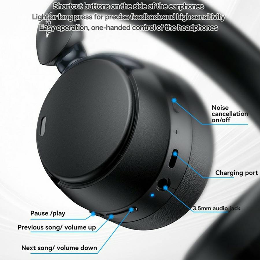 YESIDO EP11 Wireless Headphones ANC+ENC Bluetooth-Compatible Over-Ear Headset with Microphone - B...