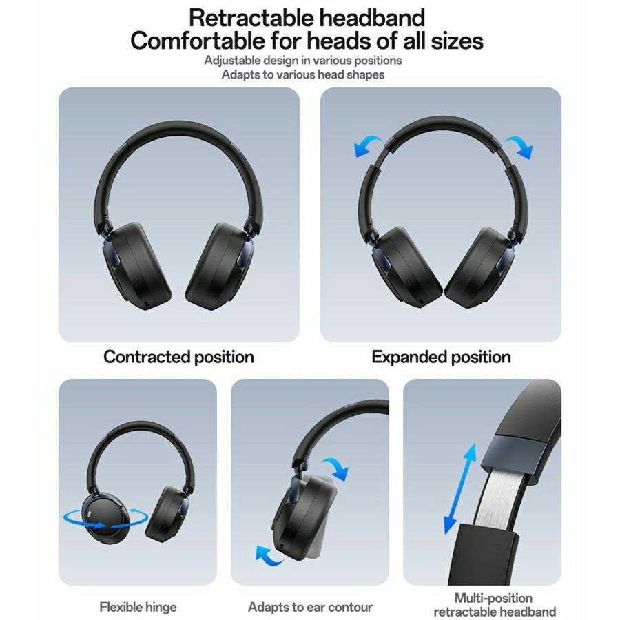 YESIDO EP11 Wireless Headphones ANC+ENC Bluetooth-Compatible Over-Ear Headset with Microphone - B...
