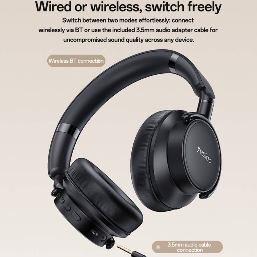 YESIDO EP12 Over-Ear Bluetooth-Compatible Headphones Zero-Pressure Comfort Wired / Wireless Dual ...