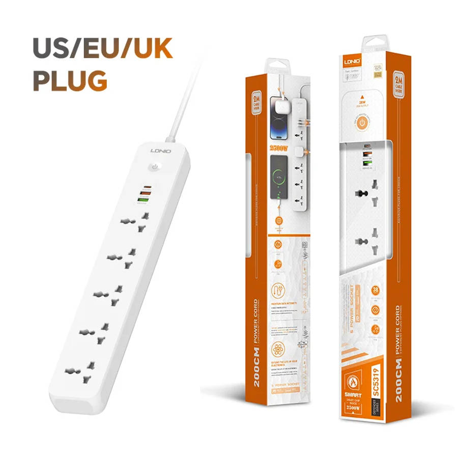 LDNIO SC5319 Power Strip, USB + Type-C