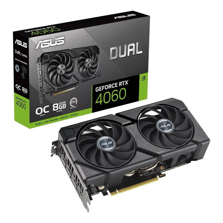 Asus Dual GeForce RTX 4060 EVO OC 8G GDDR6 Graphics Card  PCIe 4.0 GPU