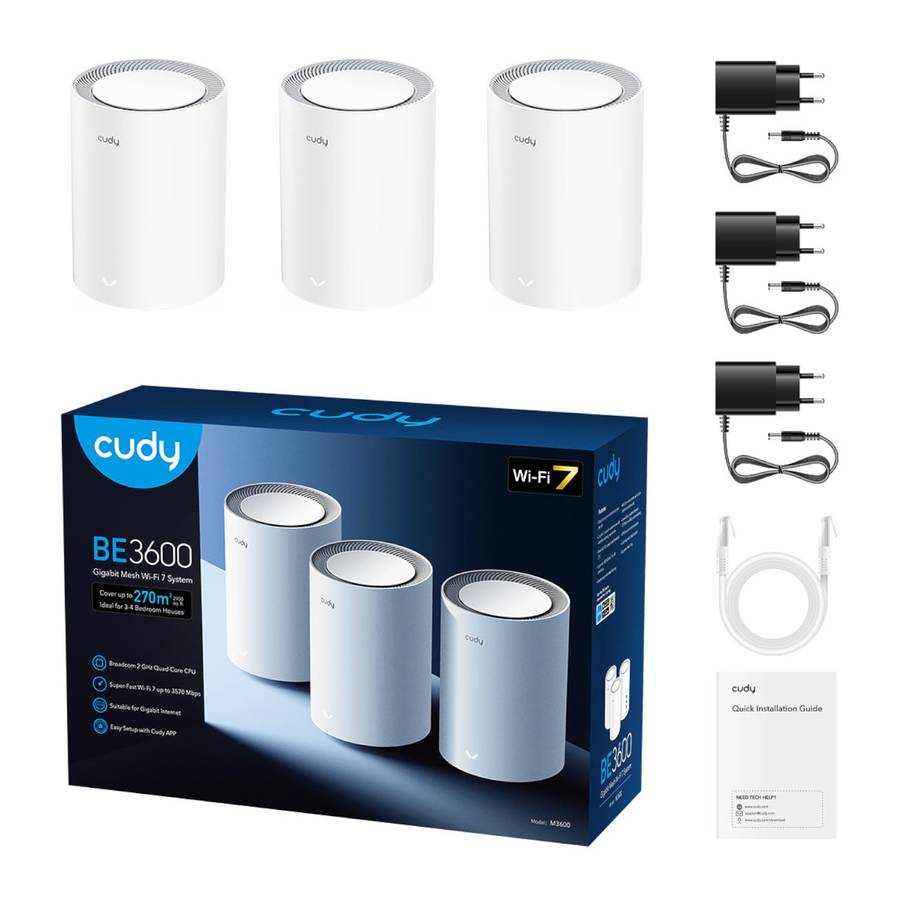 Cudy BE3600 Gigabit Mesh Wi-Fi 7 System (M3600)  3 Pack