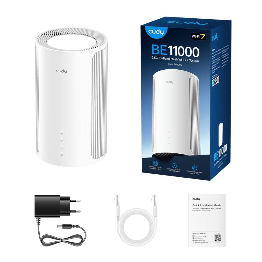 Cudy BE11000 Wi-Fi7 Tri-band Mesh Wi-Fi System (1 Pack)-White