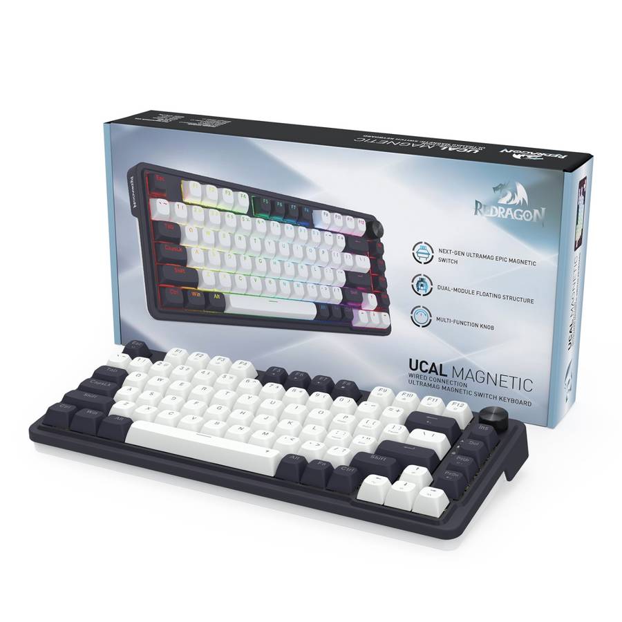 Redragon K673 UCAL 75% Magnetic Ultramag Switch Wired Keyboard - Black