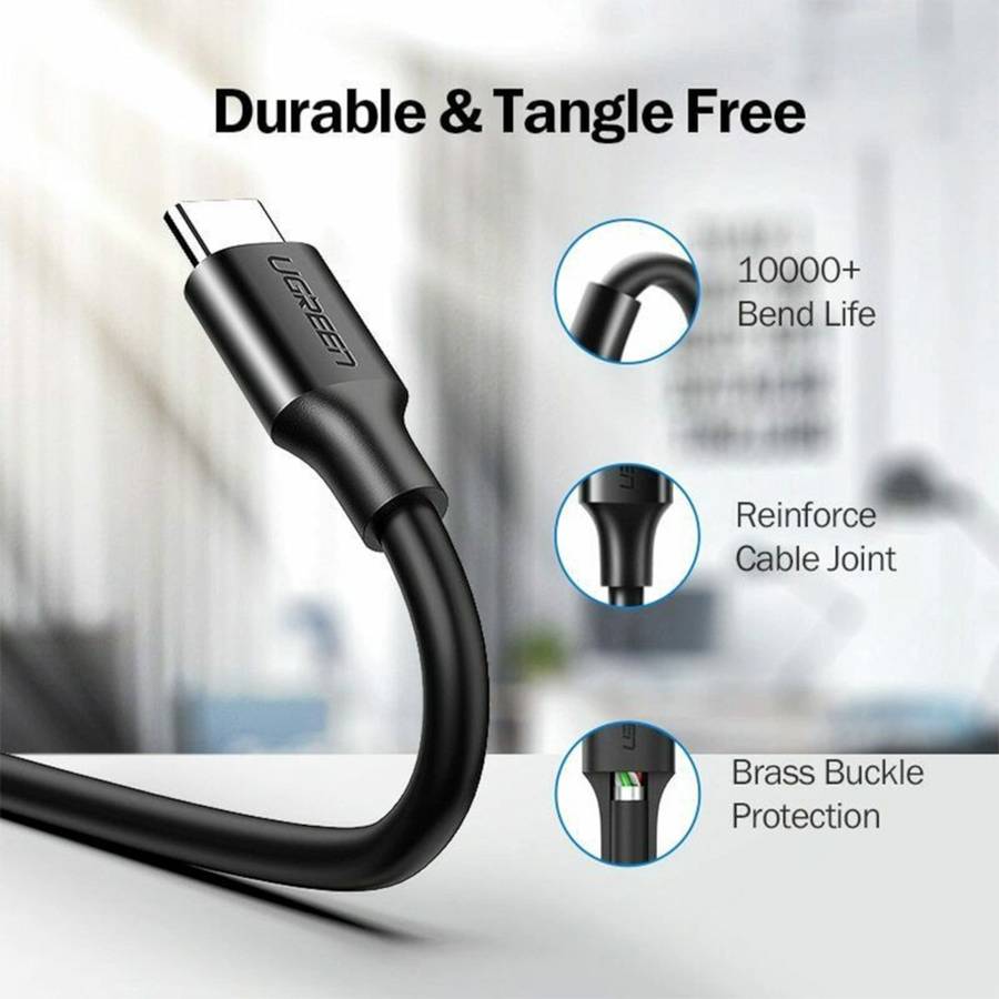 UGREEN Type-C to USB 3.0 Cable 2m  Fast Charging 3A, 5Gbps Sync  Black