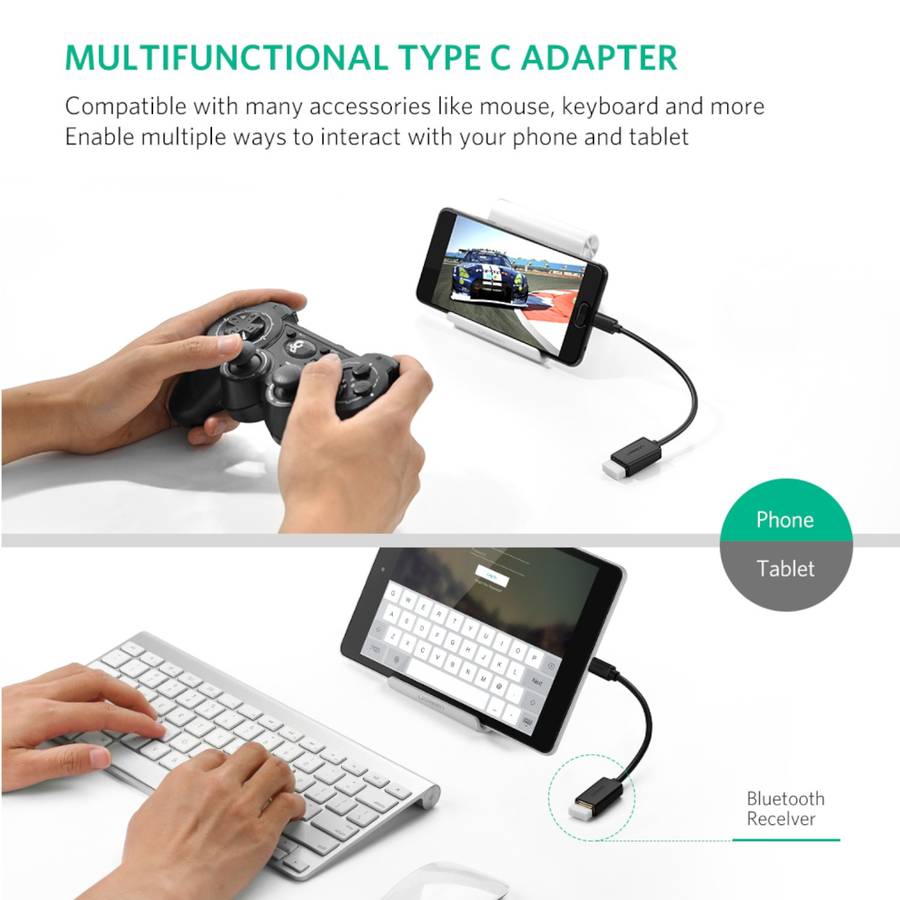 UGREEN Type-C to USB-A Adapter (Male to Female, 15cm) Black
