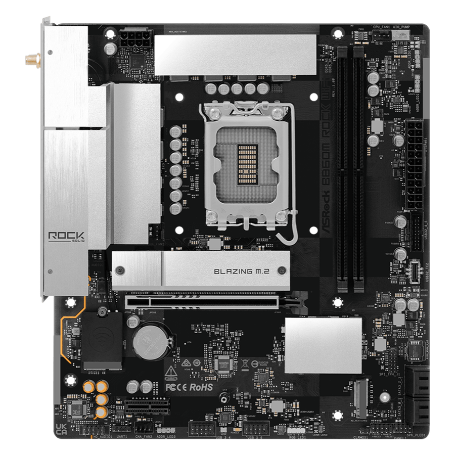ASRock B860M Rock WiFi Intel LGA1851 MATX Gaming Motherboard