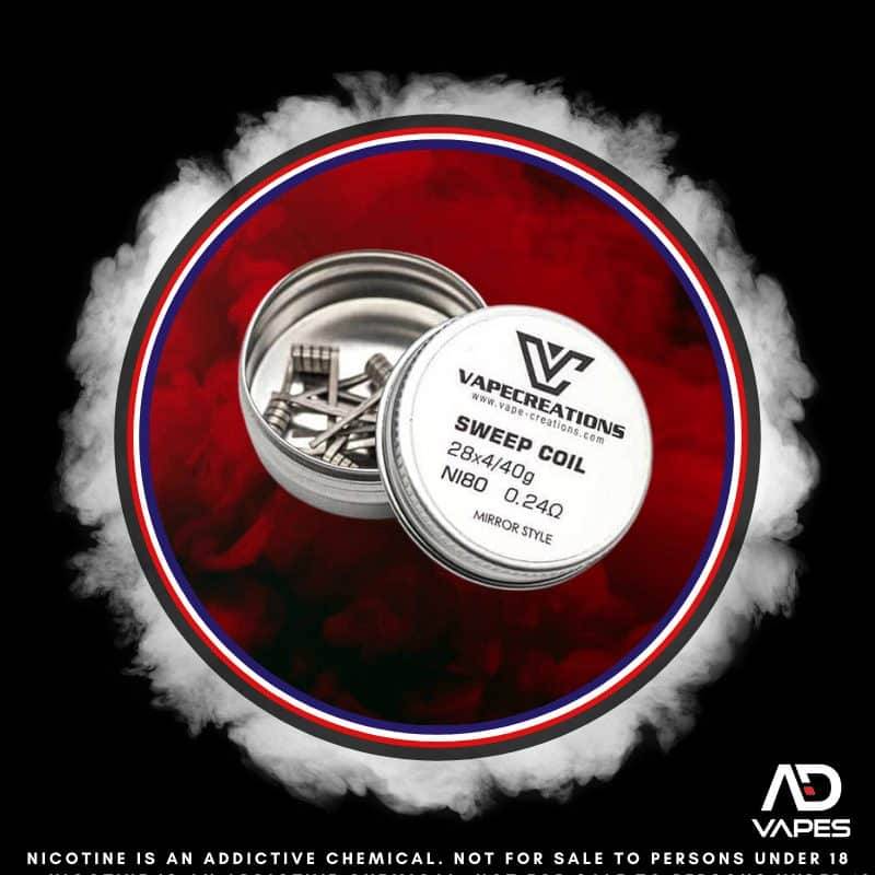 Vape Creations Sweep Coil Mirror Ni80 Prebuilt 6 pack