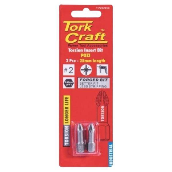Tork Craft - Torsion Insert Bit POZI 25mm Length - 2 Piece