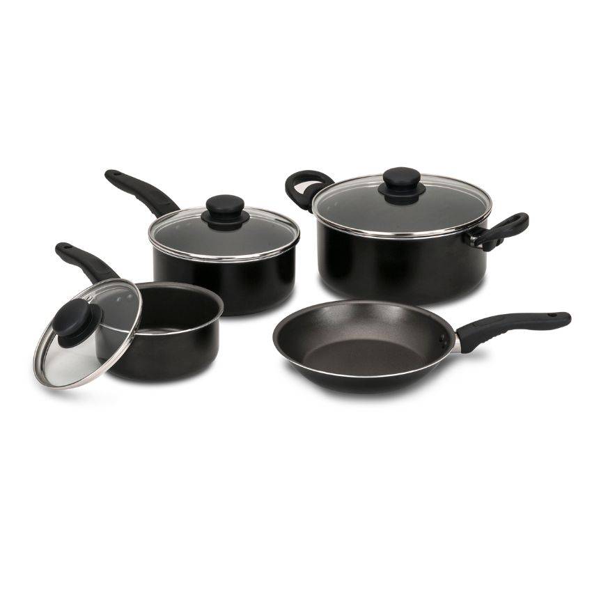 Decakila Non-Stick Cookware Set - Black - 7 Piece