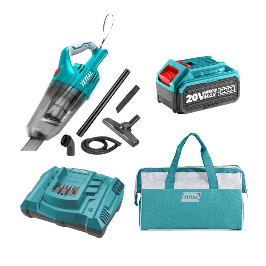 Total Tools - Lithium-Ion Vacuum - 20V, 4.0Ah Battery, Charger and Tool Bag