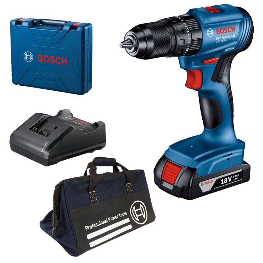Bosch - Professional Cordless Drill (GSB 185-LI) with Heavy Duty Tool Bag