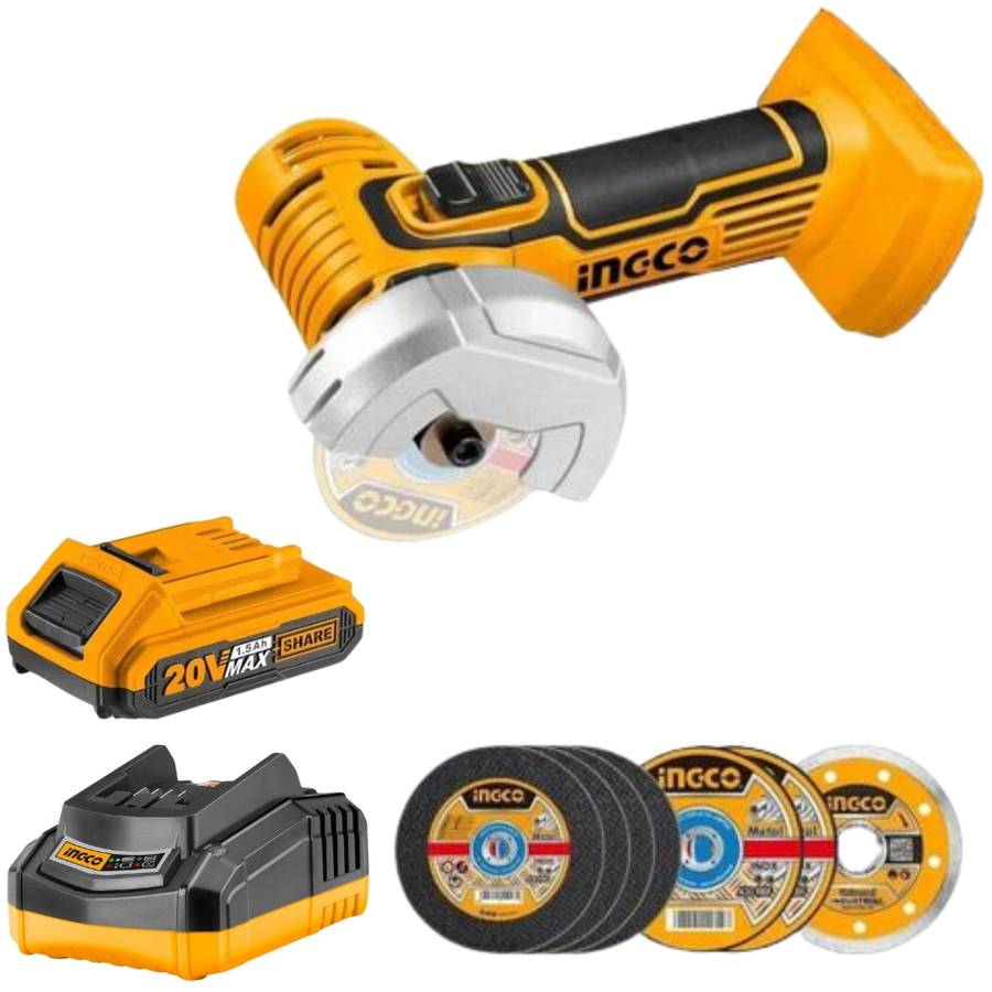 Ingco - Li-Ion - Mini Cut-off Tool/Grinder with 1.5Ah Battery and Charger