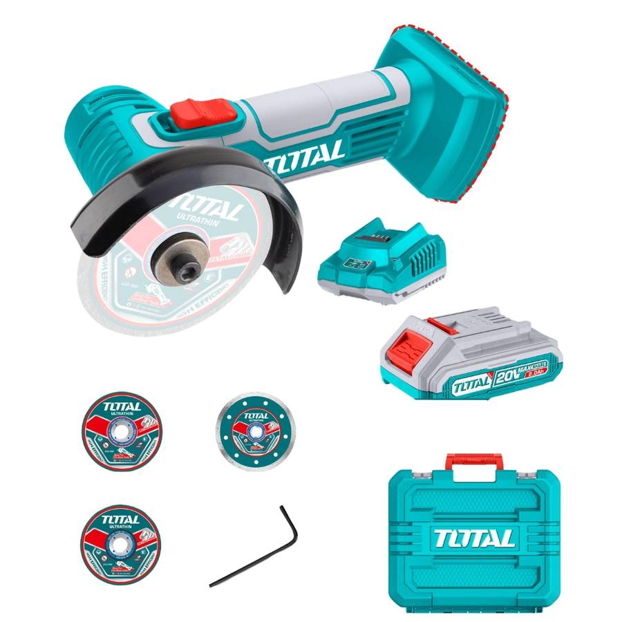 TOTAL - Mini Cut-off Tool Kit 76MM - 20V with 2.0Ah Battery and Charger