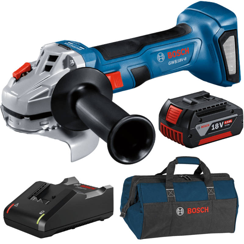 Bosch - Professional Cordless Angle Grinder (GWS 18V-8) Kit with Tool Bag