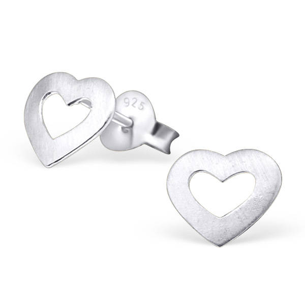 BB0002-SS Sterling Silver Open Heart Ear Rings
